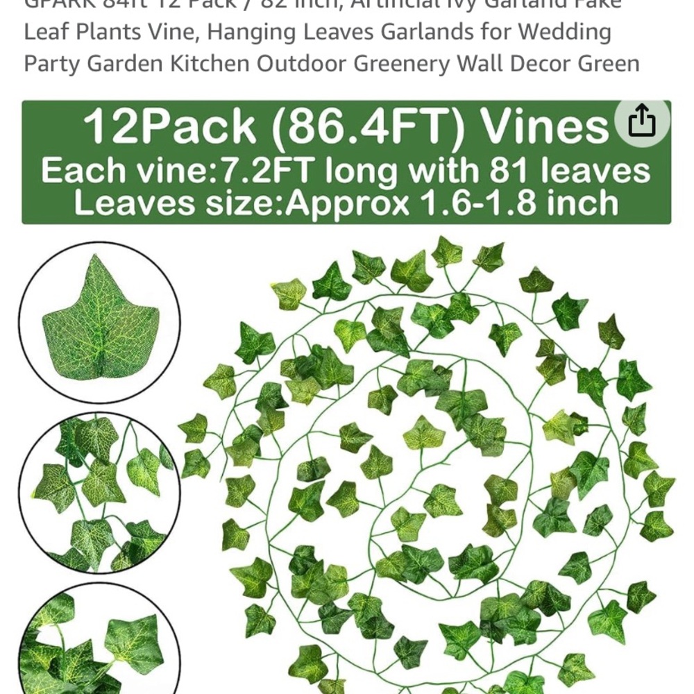 Artificial Ivy Garland Fake Leaf Plants Vine, Hanging Leave